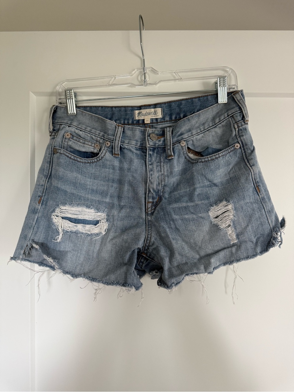 Madewell Light Blue Distressed Denim Cutoff Shorts 27